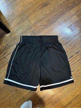 Men's Black Athletic Shorts with White Piping